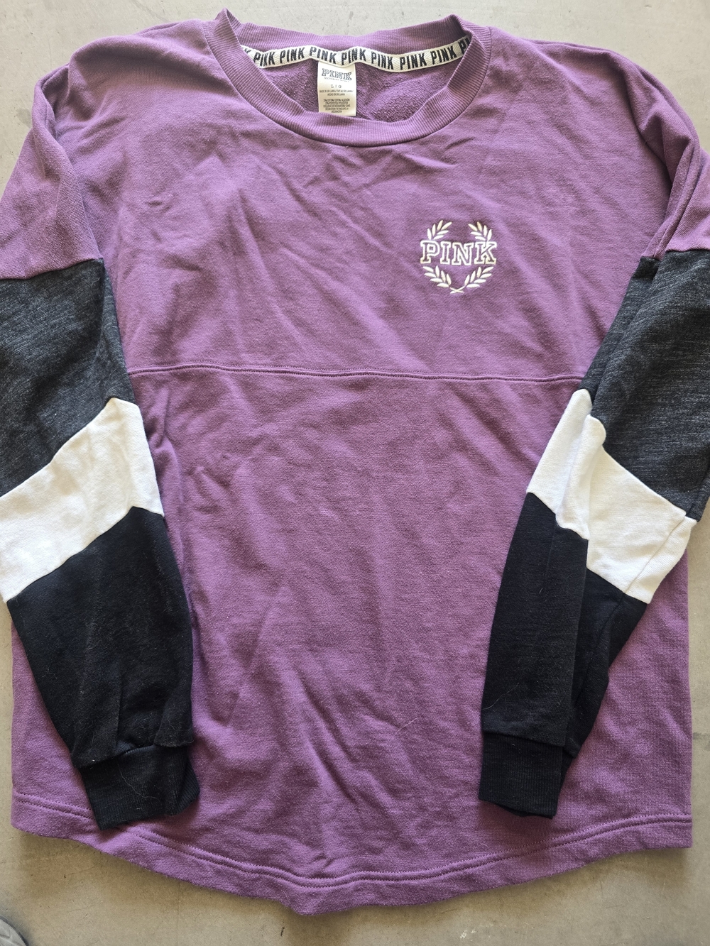 PINK Purple Colorblock Long Sleeve Tee
